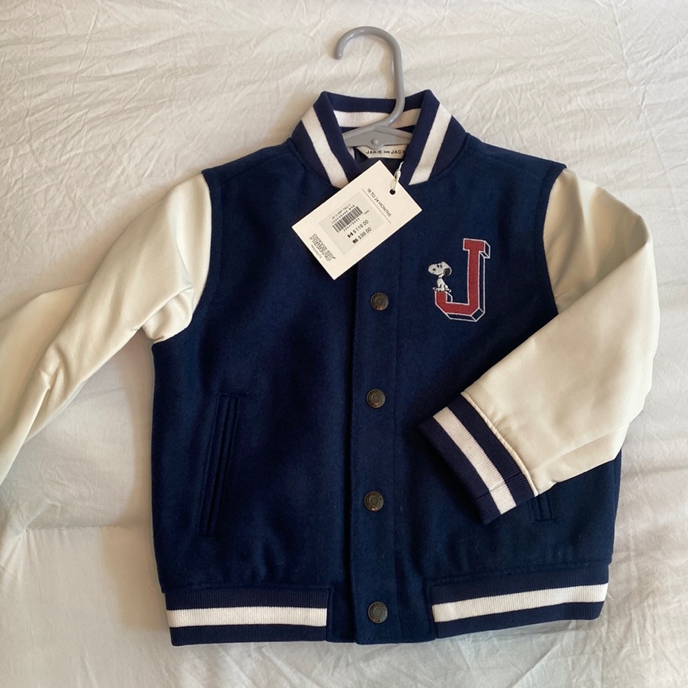Janie and Jack x Peanuts letterman jacket